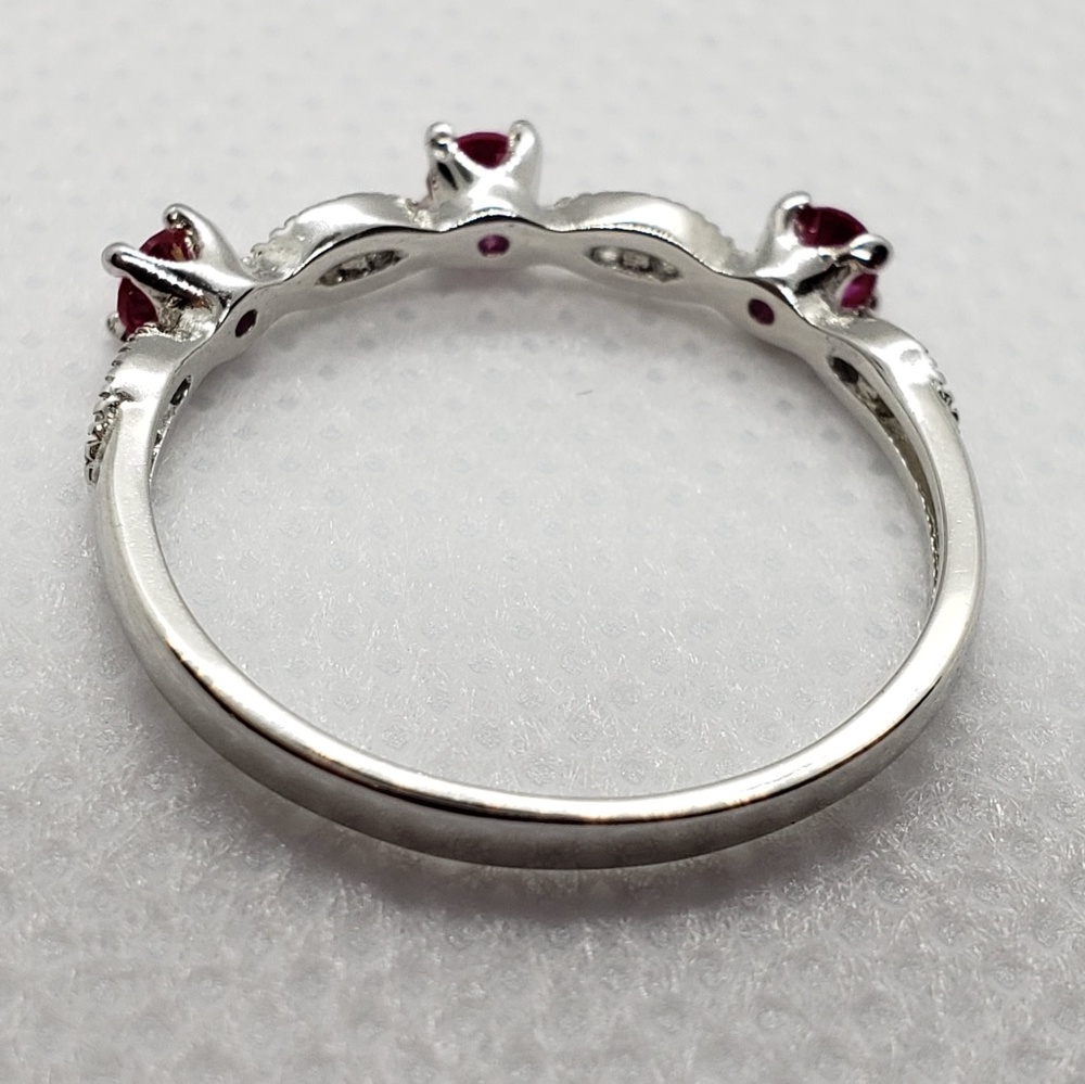 925 Silver Stackable Round Created Ruby Gift - Picture 7 of 8